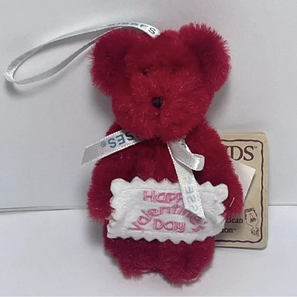 Vintage Retired Mini Boyds Message Bear Happy Valentines Day approx 4” - Picture 1 of 9